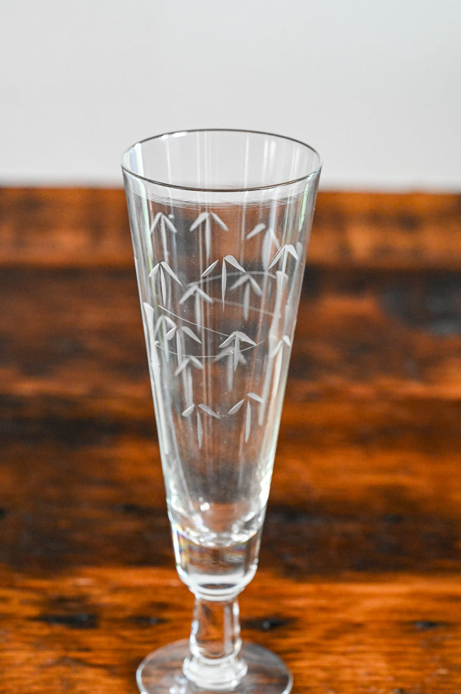 Noritake bamboo etched clear pilsner glasses