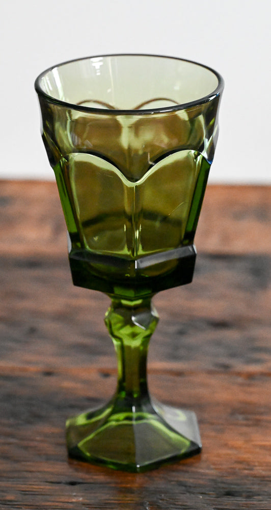 green glass Fostoria Virginia goblets