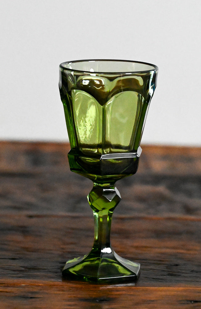 green glass Fostoria Virginia goblets