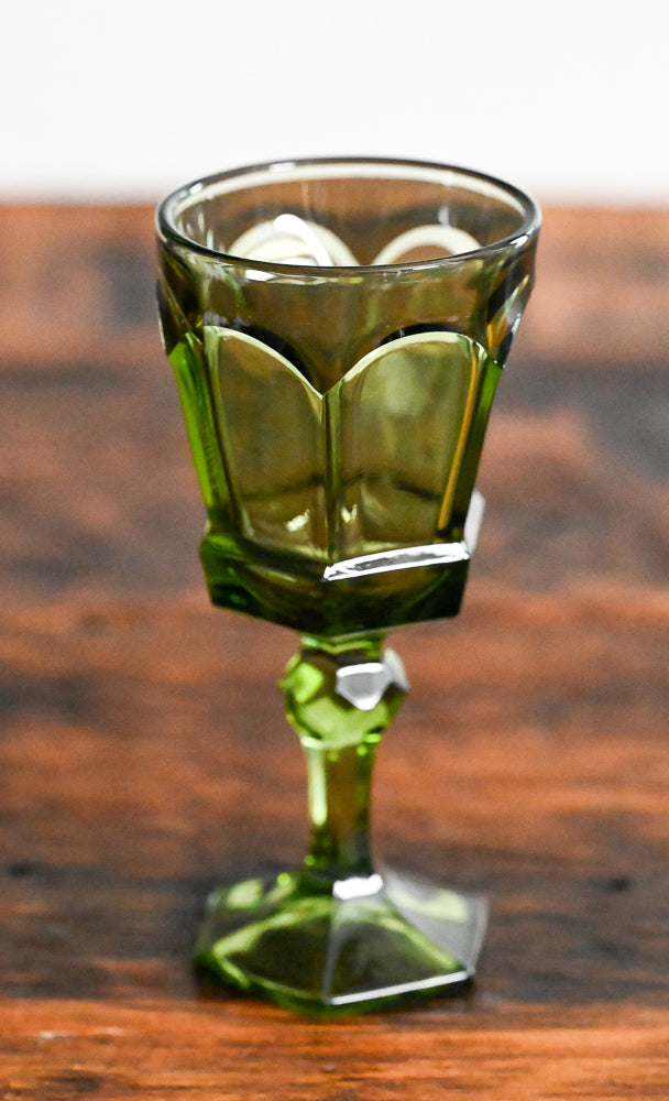 green glass Fostoria Virginia goblets