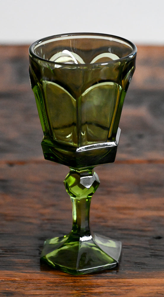 green glass Fostoria Virginia goblets
