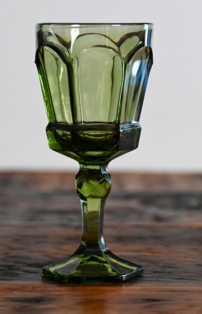 green glass Fostoria Virginia goblets