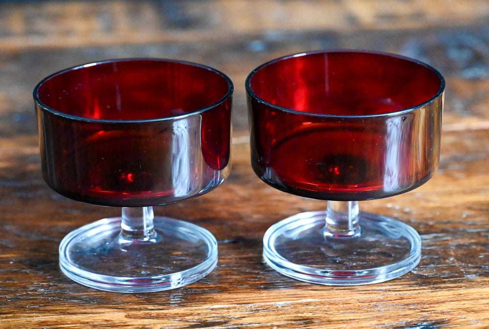 Luminarc Cavalier Ruby Red Clear Stem cocktail coupes