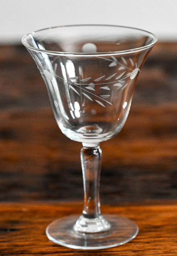 clear glass etched with branches