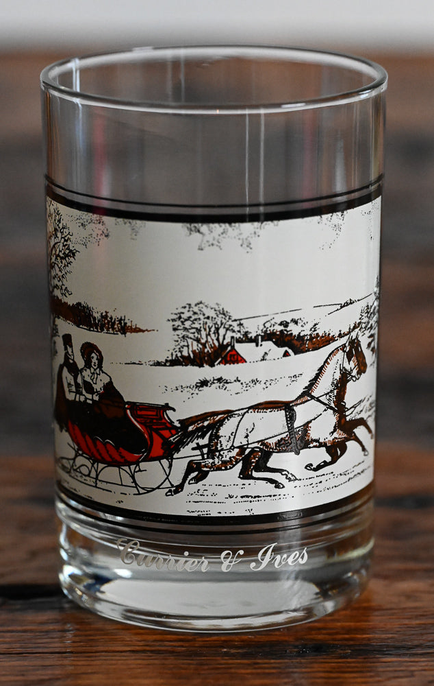 Currier and Ives Arby's Christmas Glasses with Christmas scenes