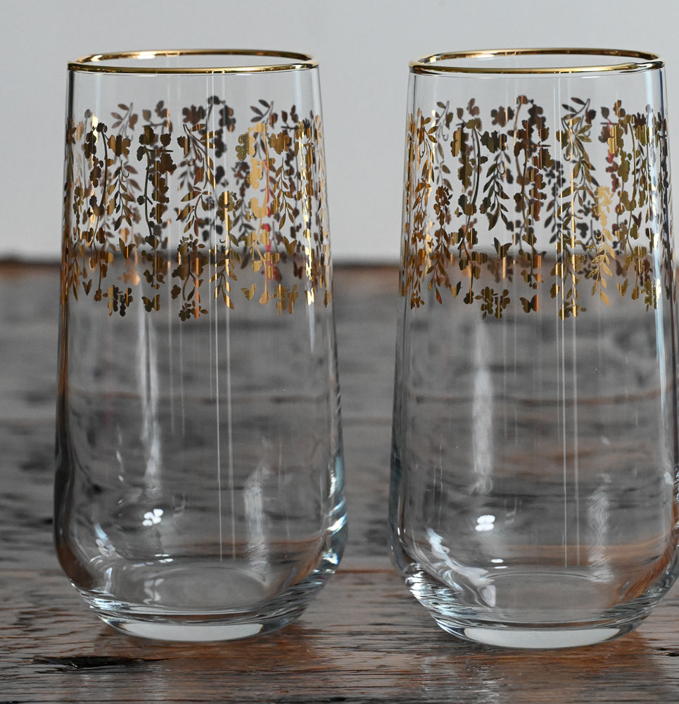 gold vine and gold rum Pasabahce tumblers