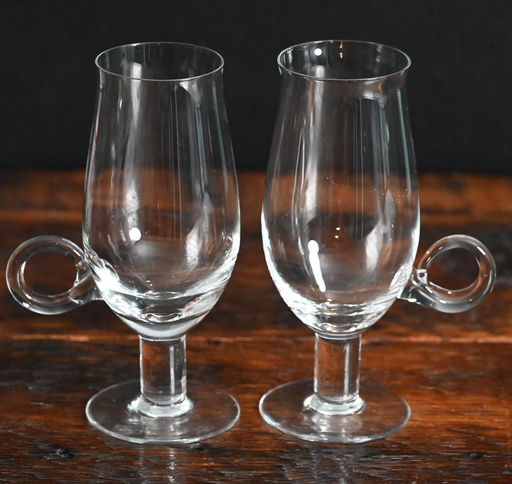 clear glass handled pedestal goblet