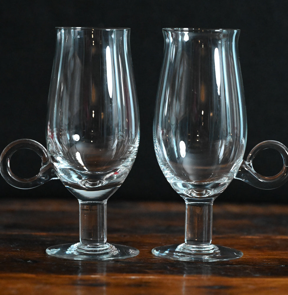 clear glass handled pedestal goblet