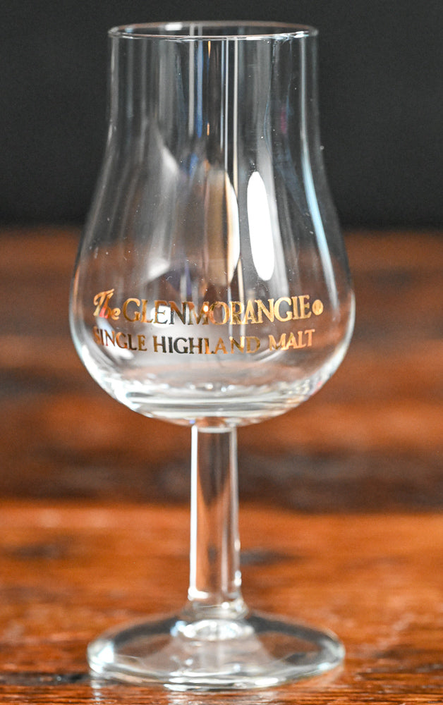 Gold lettering Glenmorangie stemmed glencairn glasses