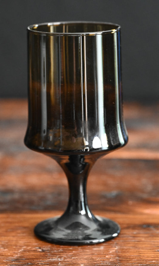 smokey brown glass water goblets