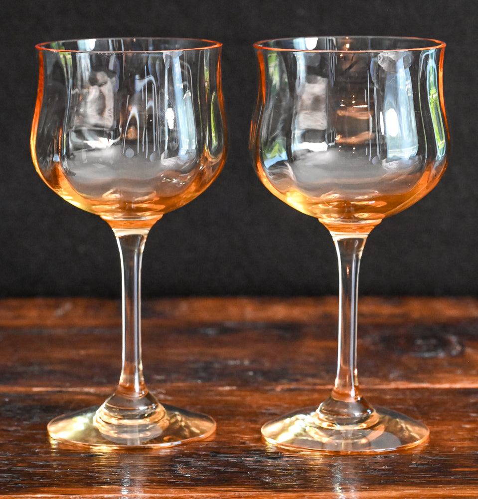 Tiffin Franciscan Amber Jubilation Wine Glasses