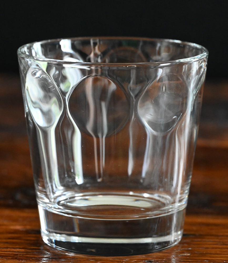 thumbprint rimmed clear rocks glass