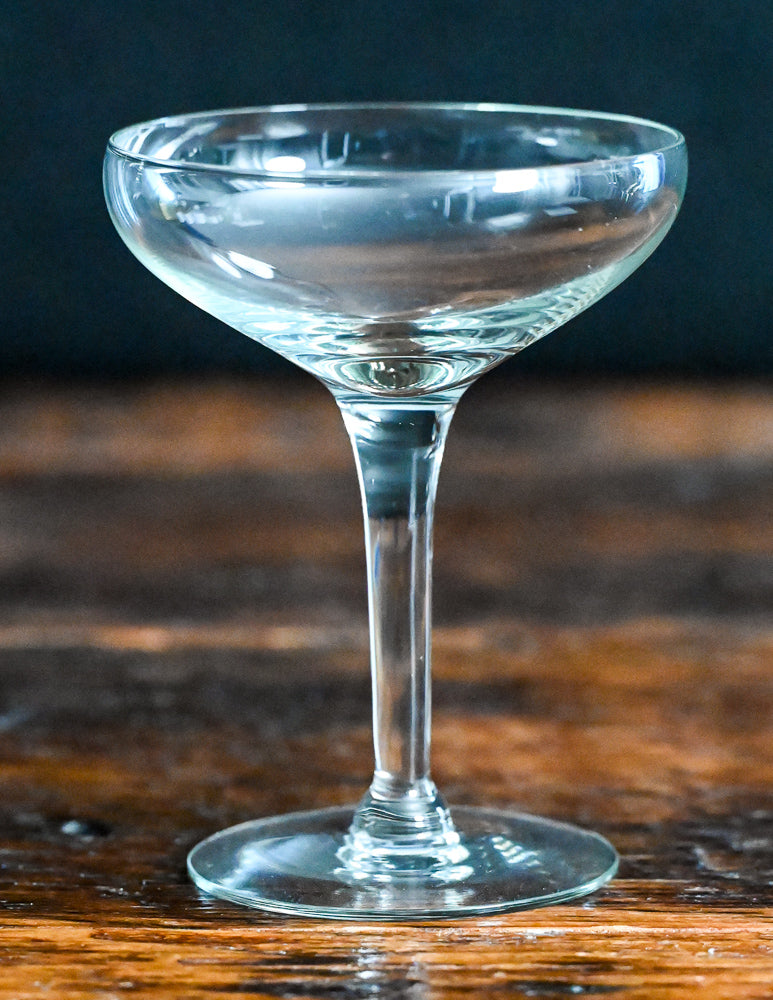 clear glass cocktail coupe