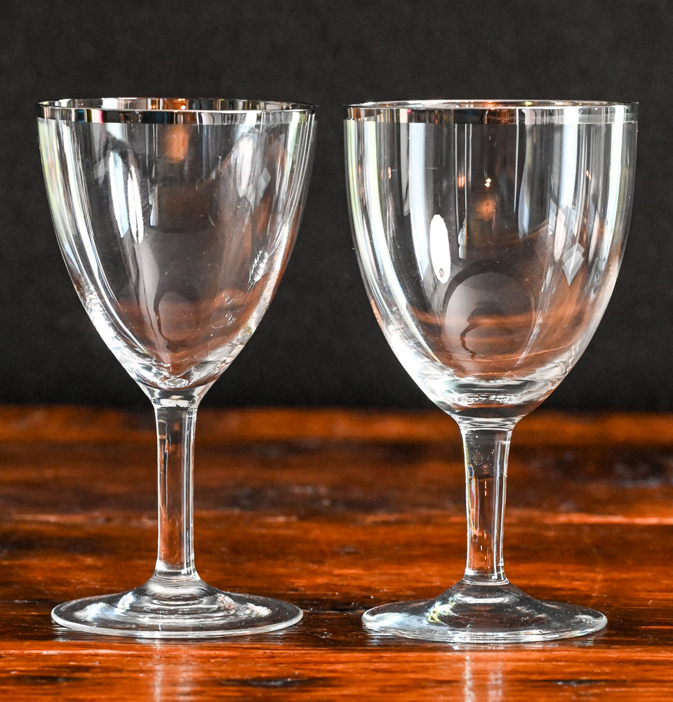 silver rim clear crystal goblets