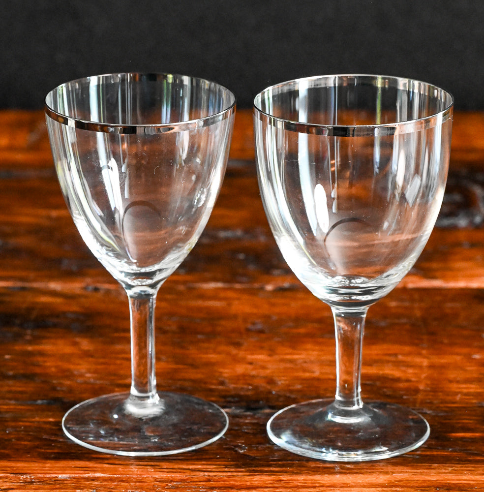silver rim clear crystal goblets