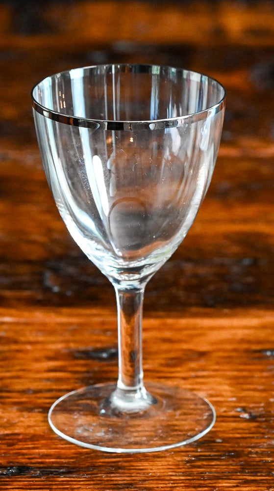 silver rim clear crystal goblets