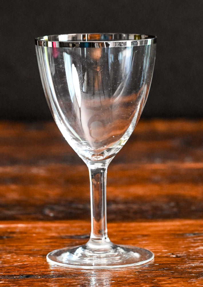 silver rim clear crystal goblets
