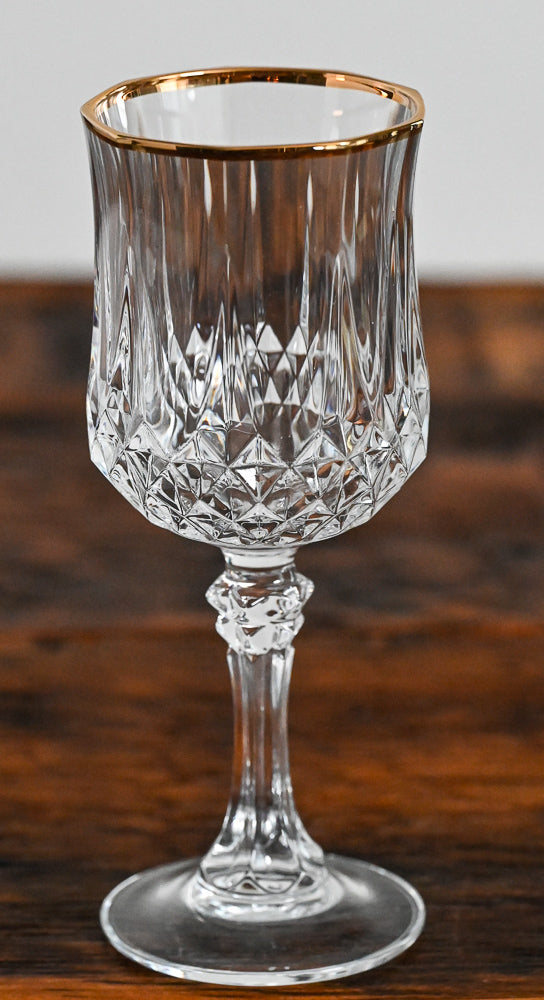 Cristal D'arques clear goblet with gold rim