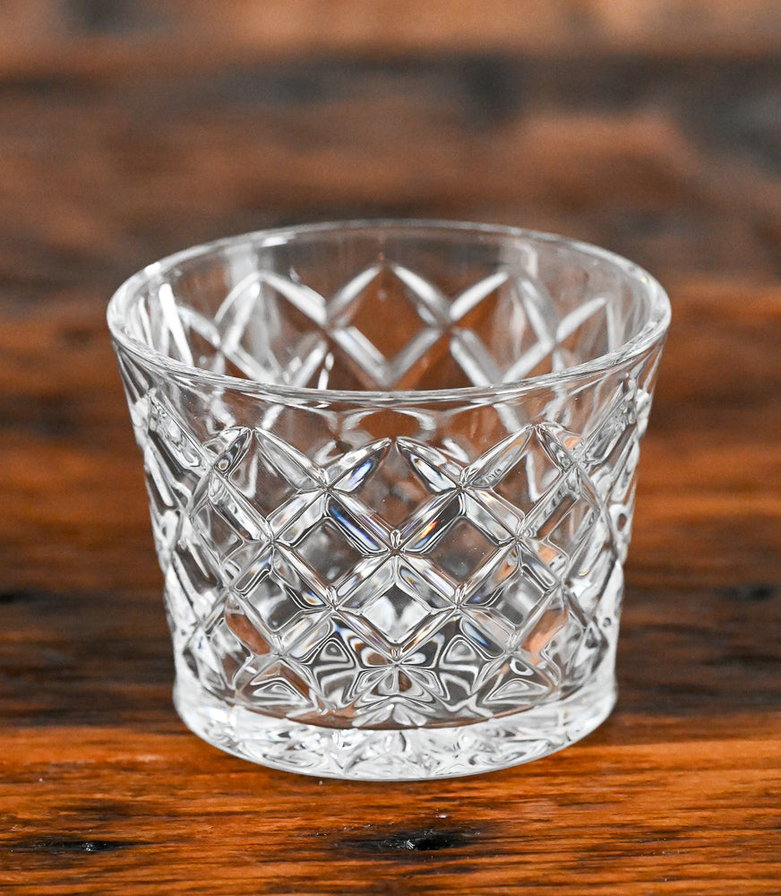 Hazel Atlas square cut clear rocks glass