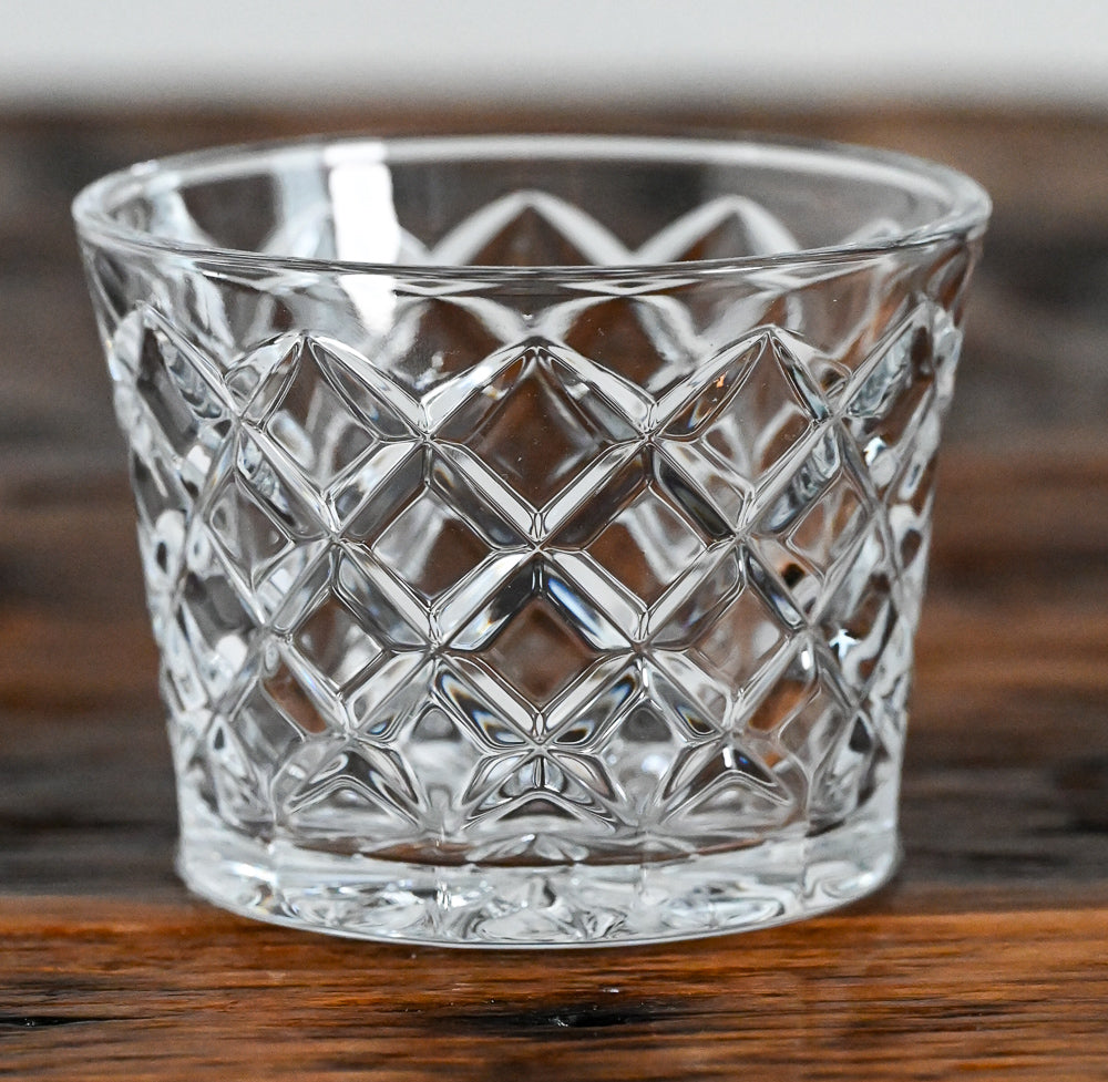 Hazel Atlas square cut clear rocks glass