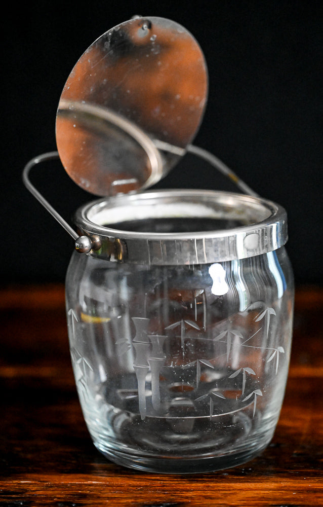 etched bamboo Noritake MCM glass and metalice bucket