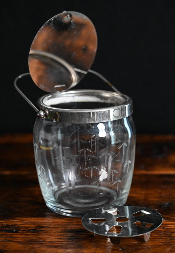 etched bamboo Noritake MCM glass and metalice bucket