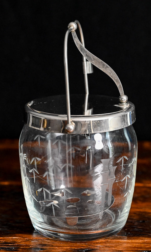 etched bamboo Noritake MCM glass and metalice bucket