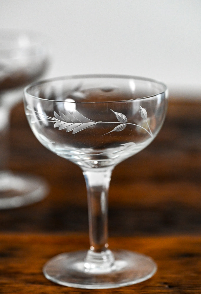 Princess House floral etched Princess House cocktail coupes