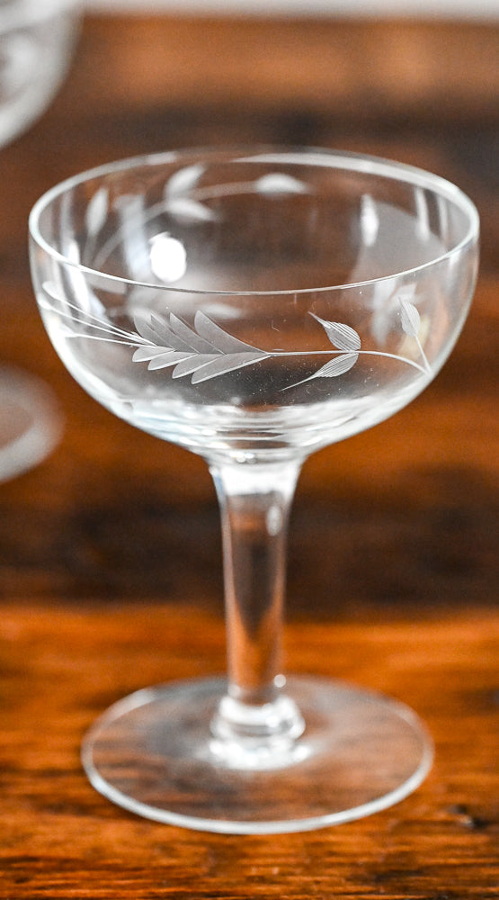 Princess House floral etched Princess House cocktail coupes