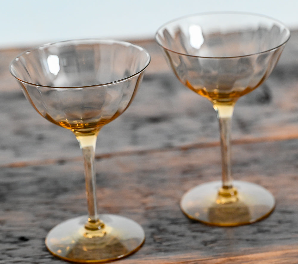 amber glass cocktail coupes