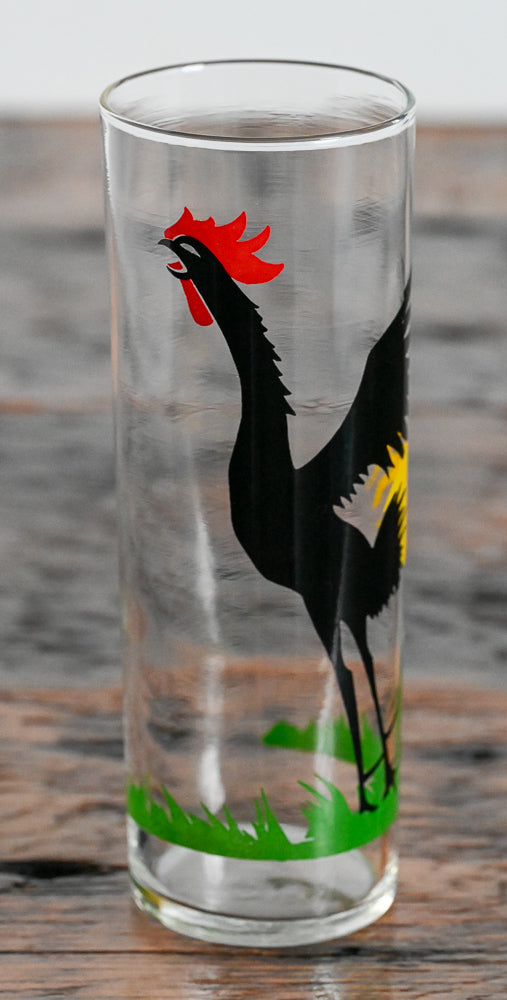 Federal black rooster with yellow and red feathers highballs