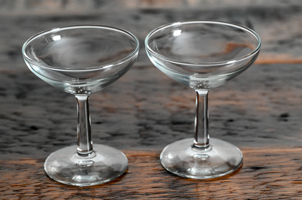 clear glass cocktail coupe