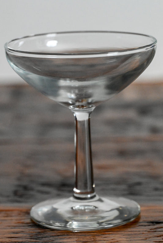 clear glass cocktail coupe