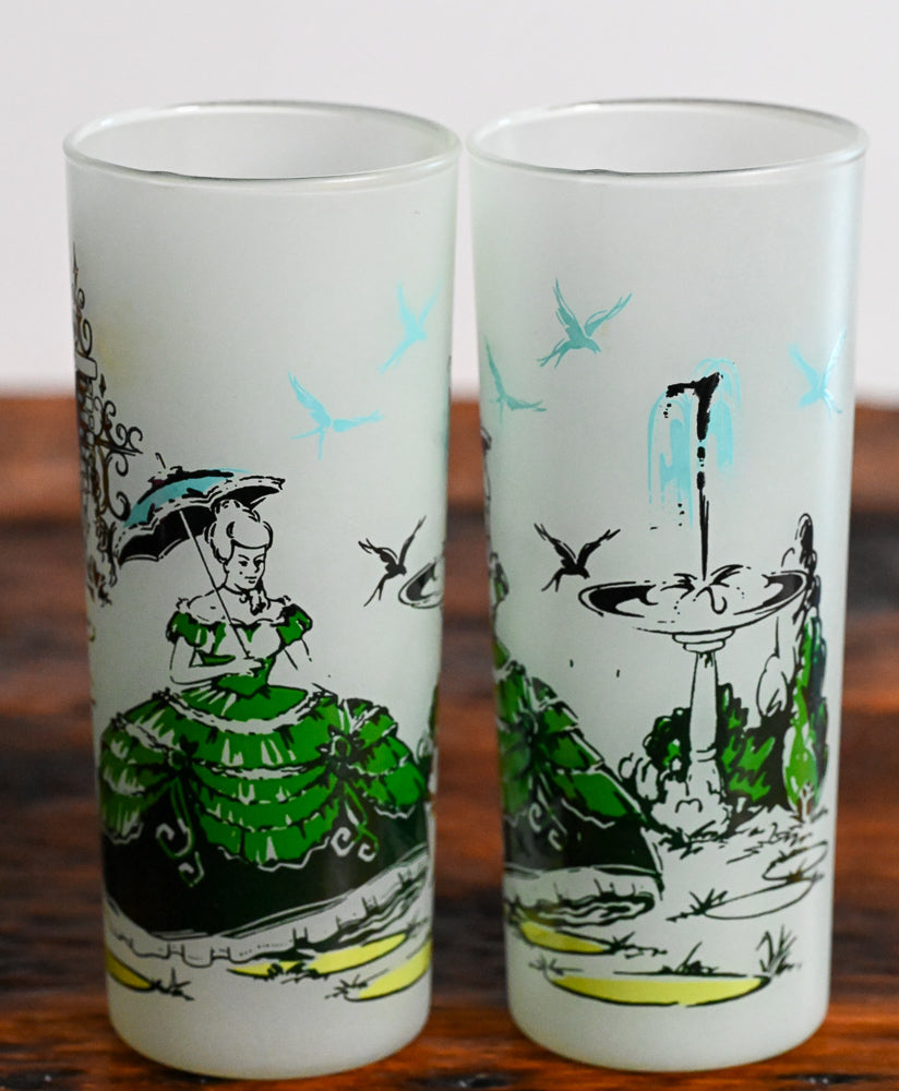 Libbey frosted Victorian lady collins glass