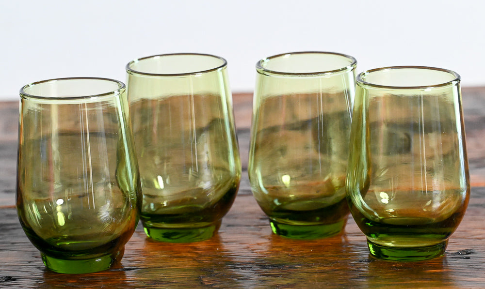 Libbey green glass juice glasses