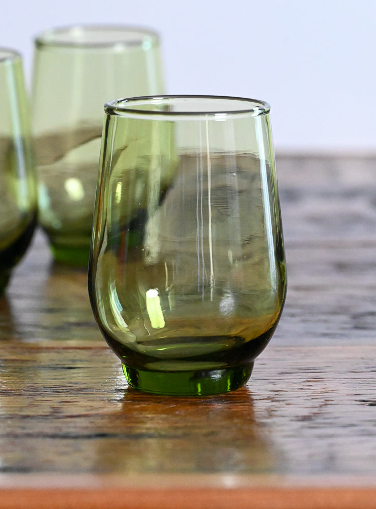 Libbey green glass juice glasses