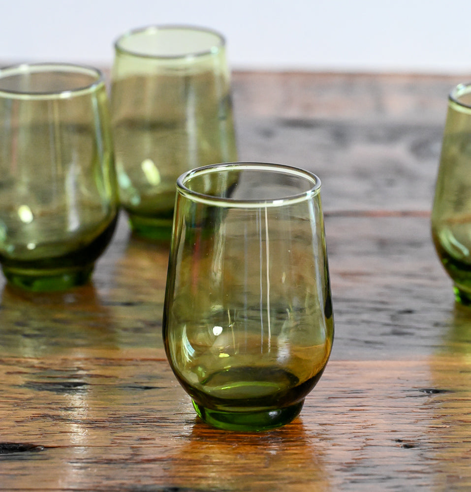 Libbey green glass juice glasses