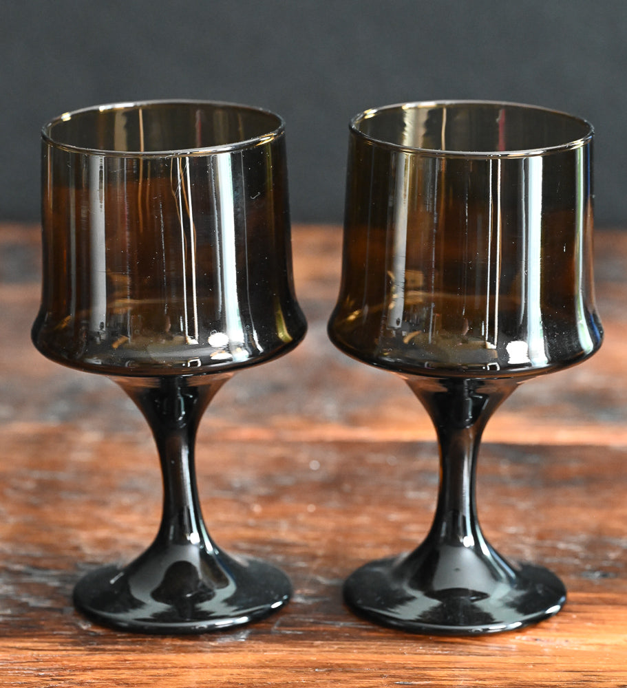 smokey brown wine goblets
