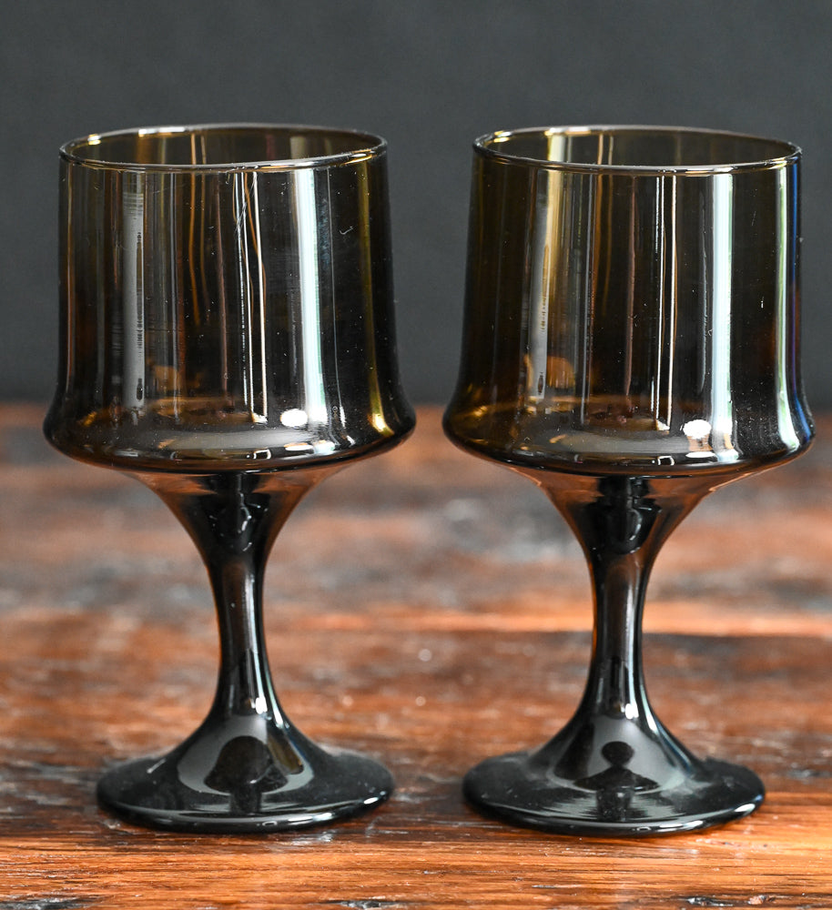 smokey brown wine goblets