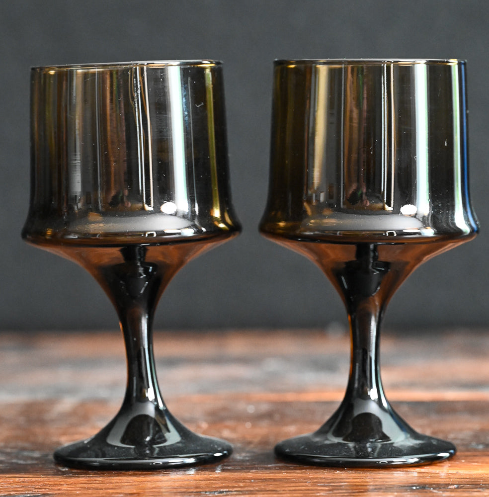 smokey brown wine goblets