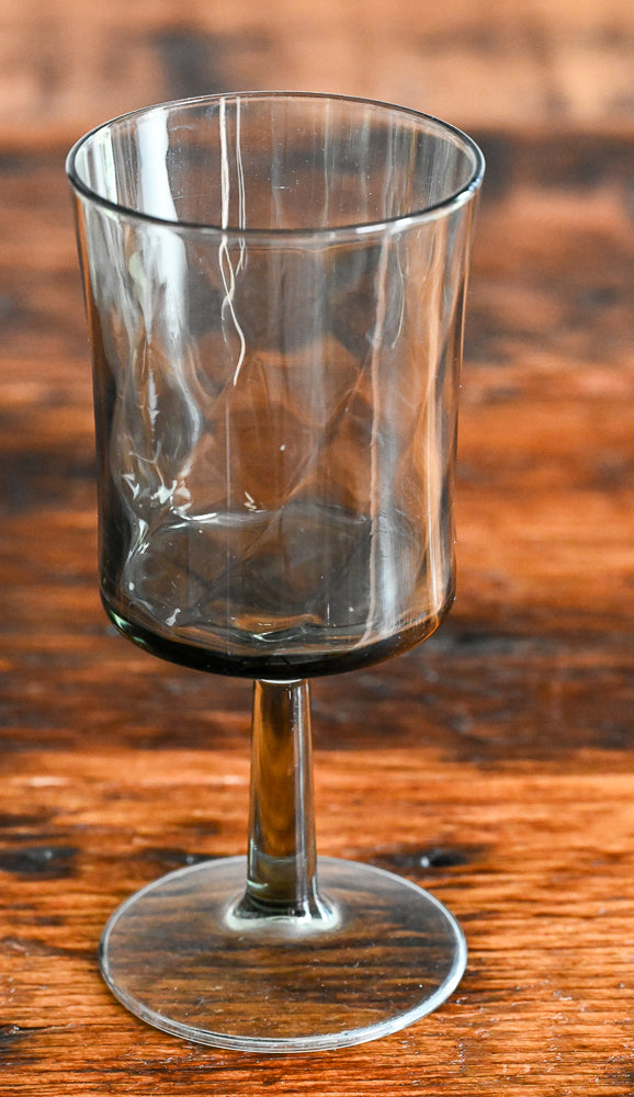 grey stemmed glassware