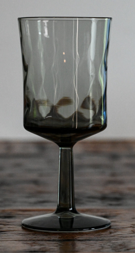 grey stemmed glassware