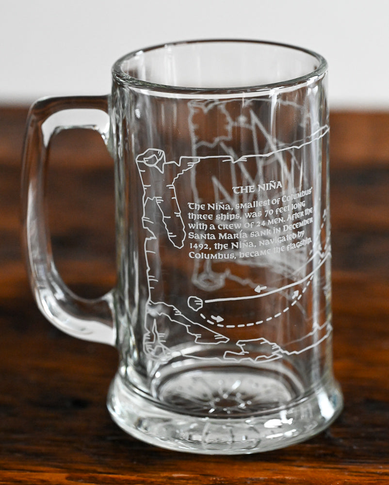 Long John Silvers clear mug 1992 collection of Columbus ships - Nina