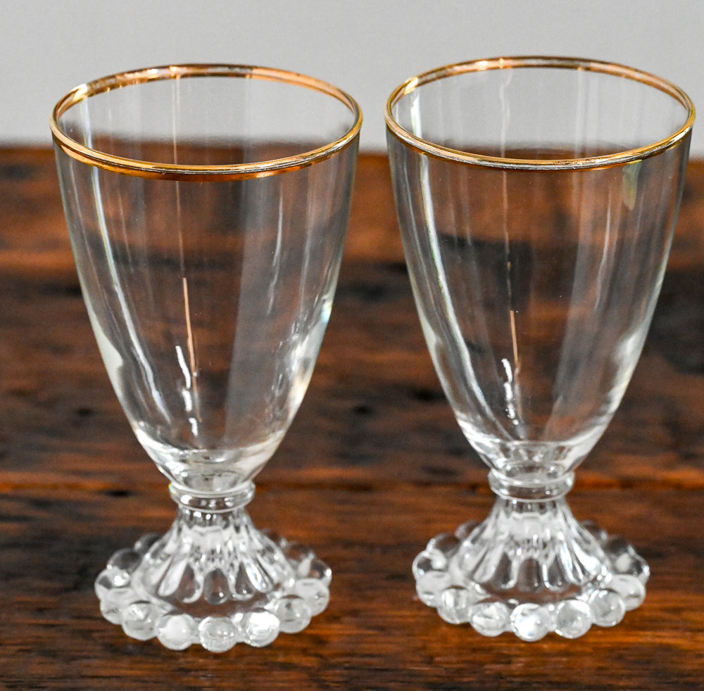 Anchor Hocking gold rim clear boopie glass