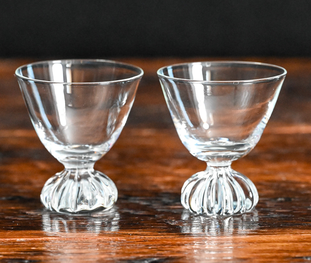 small clear Scandinavian cordial glasses with bulb stem