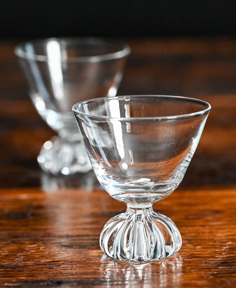 small clear Scandinavian cordial glasses with bulb stem