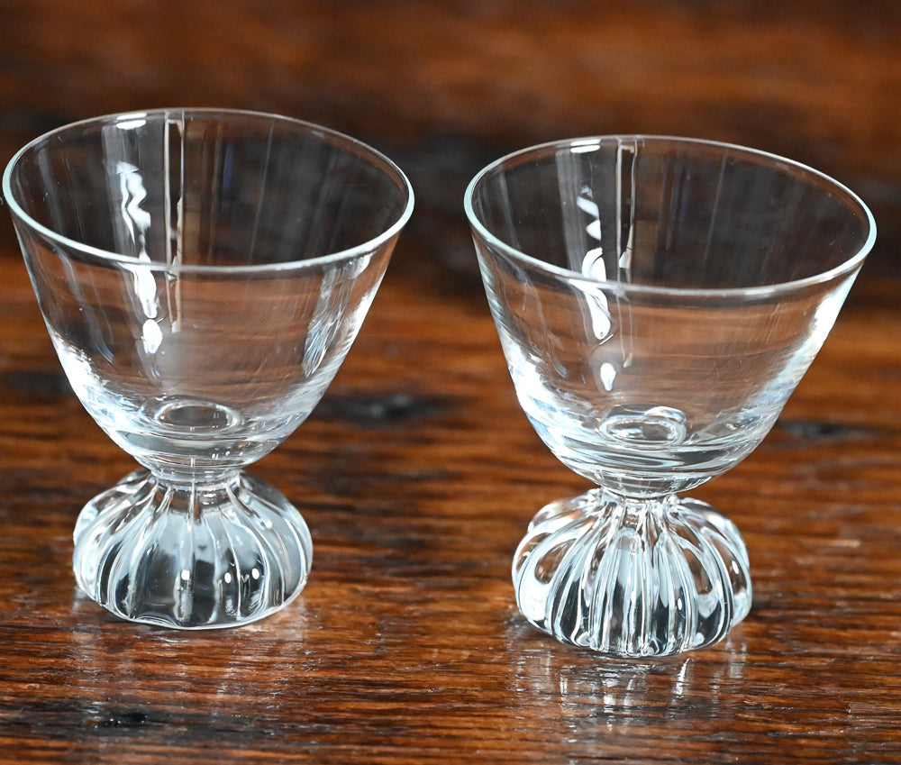 small clear Scandinavian cordial glasses with bulb stem