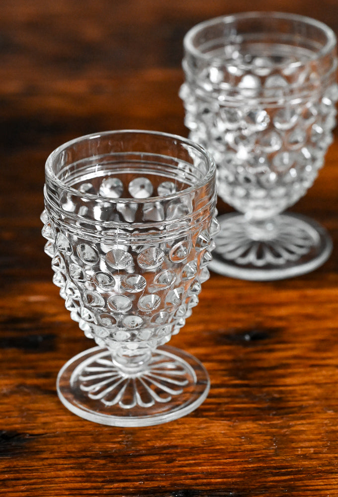 Hobnail (bumpy) clear juice glasses