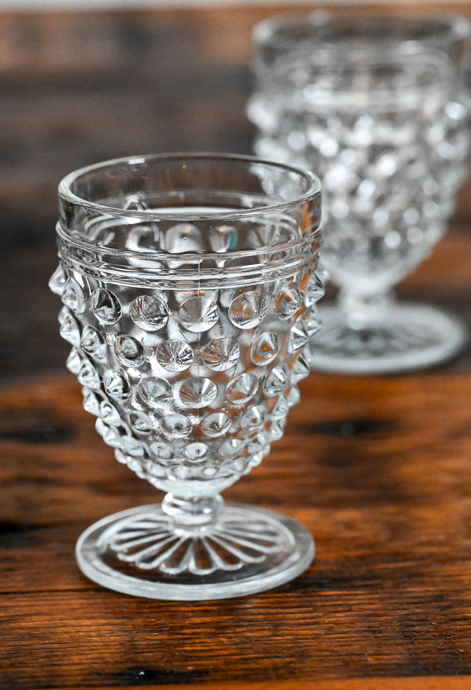Hobnail (bumpy) clear juice glasses