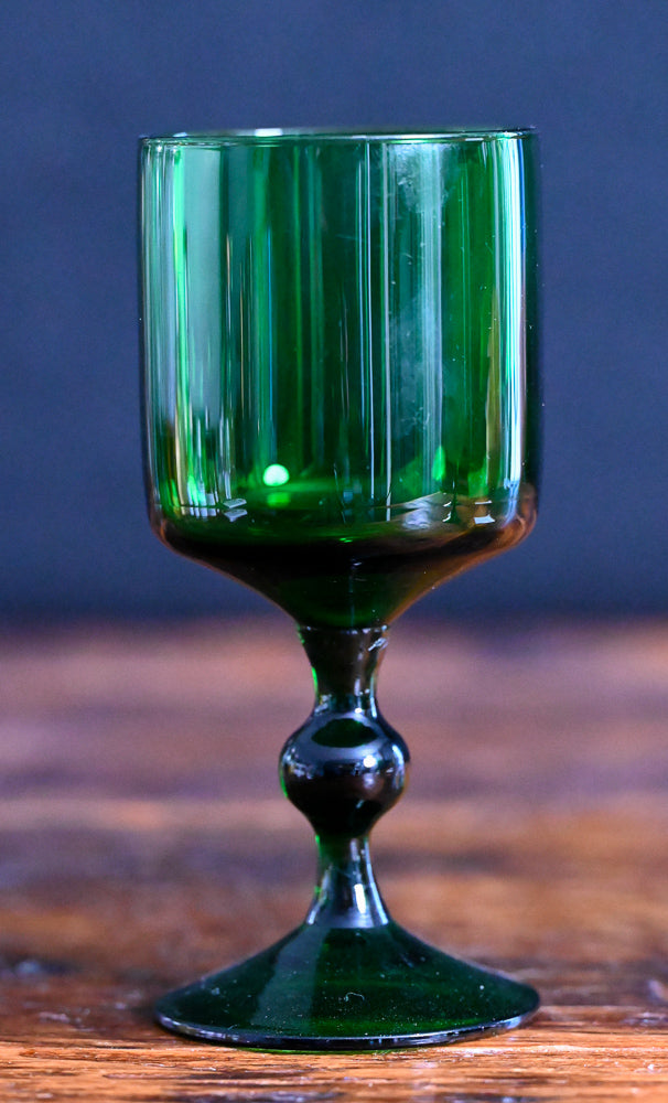 green glass goblets